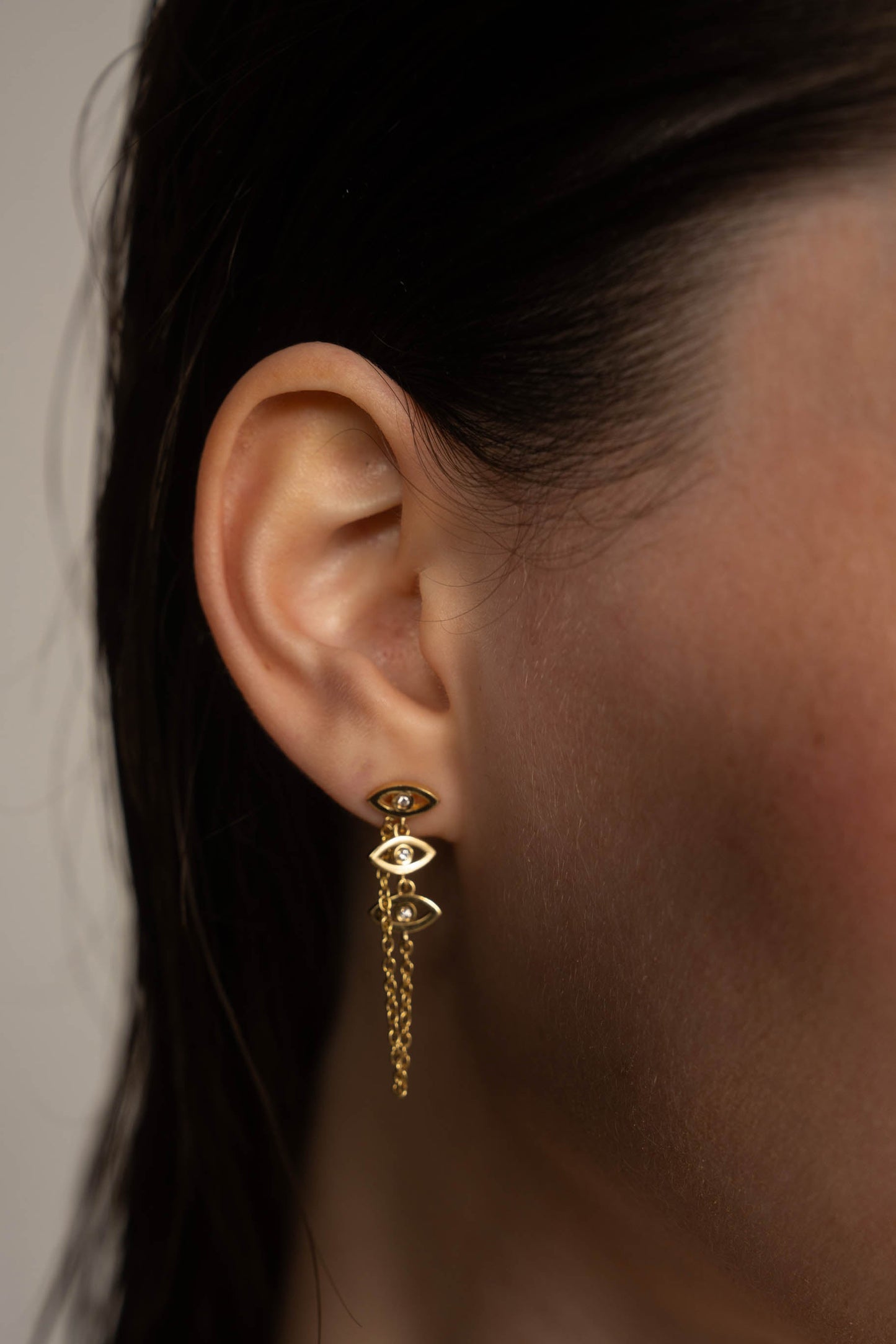 SINGLE EVIL EYE CHAIN Earring